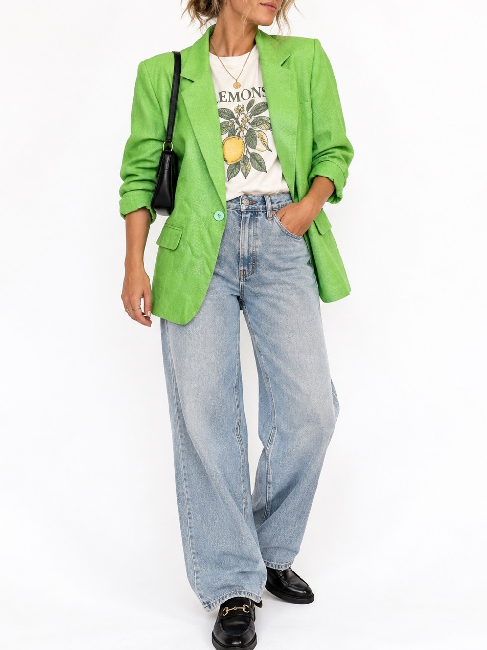 Vintage Worthington Lime Green Oversized Blazer 90s Y2K Statement Jacket Sz 10